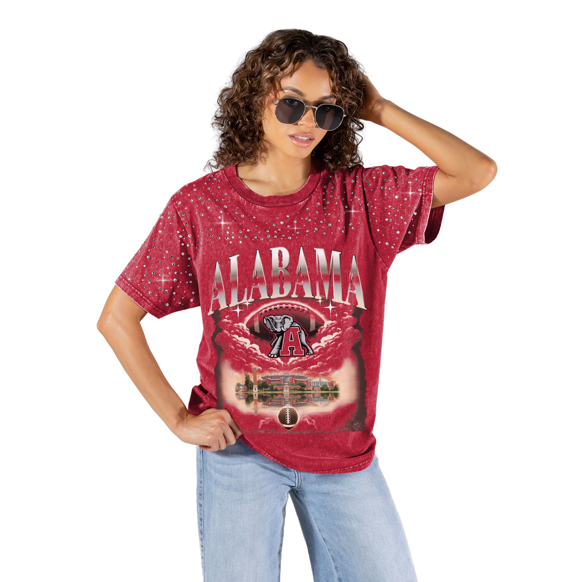 Gameday Couture Women's Alabama Crimson Tide Crimson Sky's the Limit Rhinestone T-Shirt