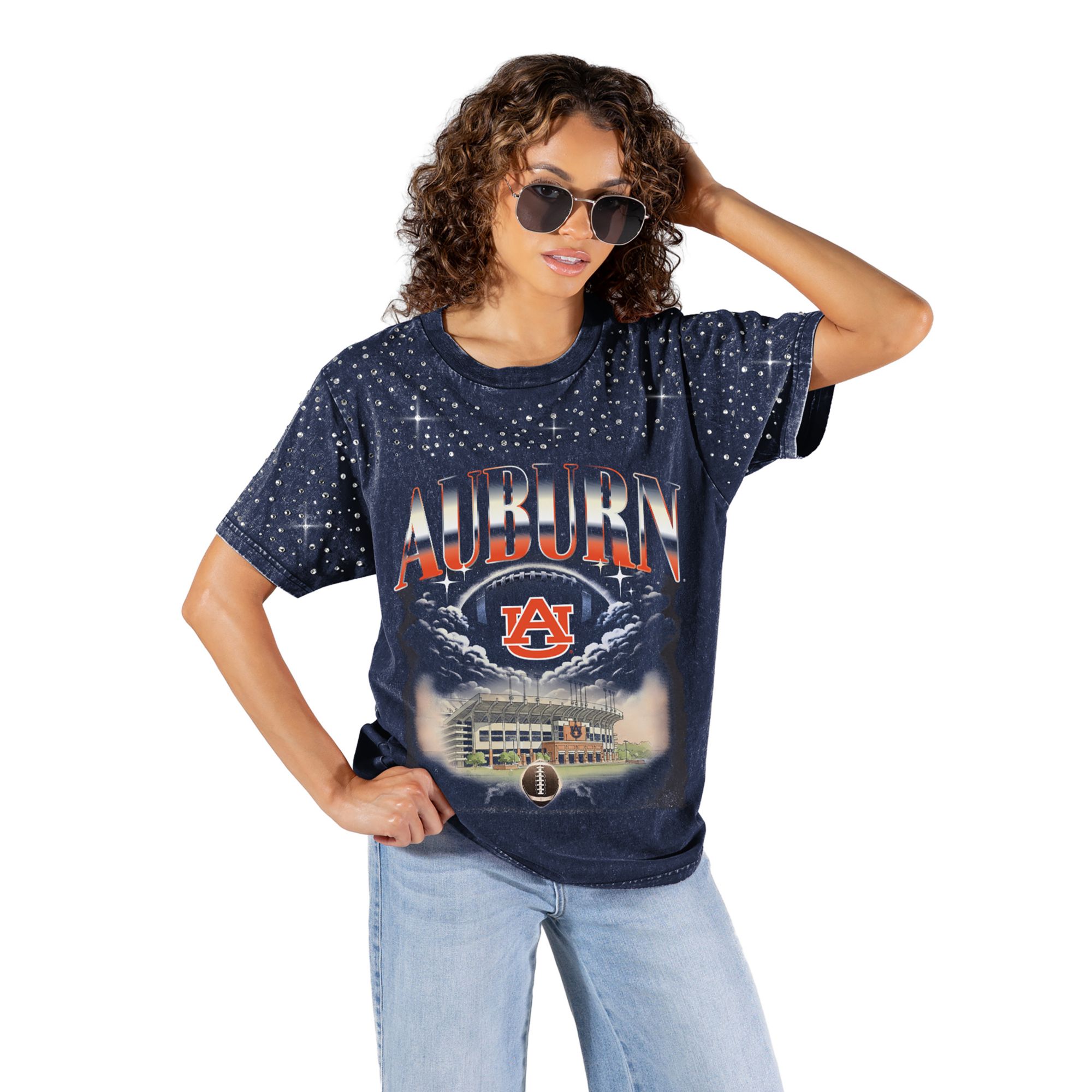 Gameday Couture Women's Auburn Tigers Navy Sky's the Limit Rhinestone T-Shirt