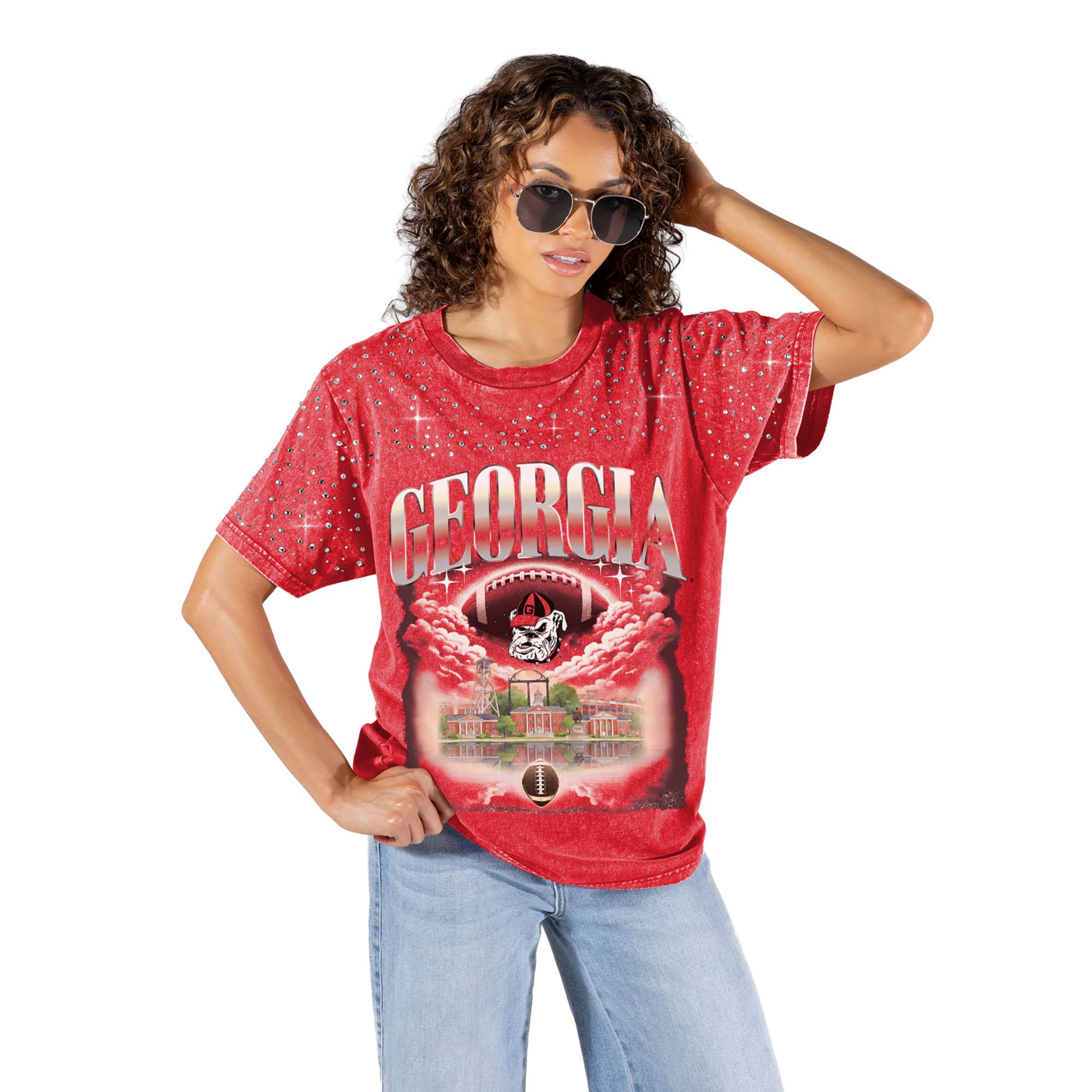 Gameday Couture Women's Georgia Bulldogs Red Sky's the Limit Rhinestone T-Shirt, Small