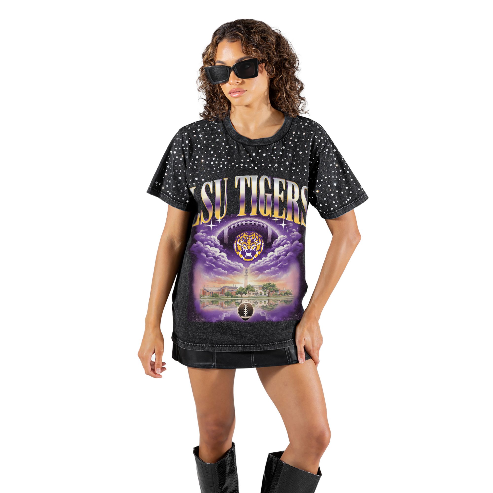 Gameday Couture Women's LSU Tigers Black Sky's the Limit Rhinestone T-Shirt