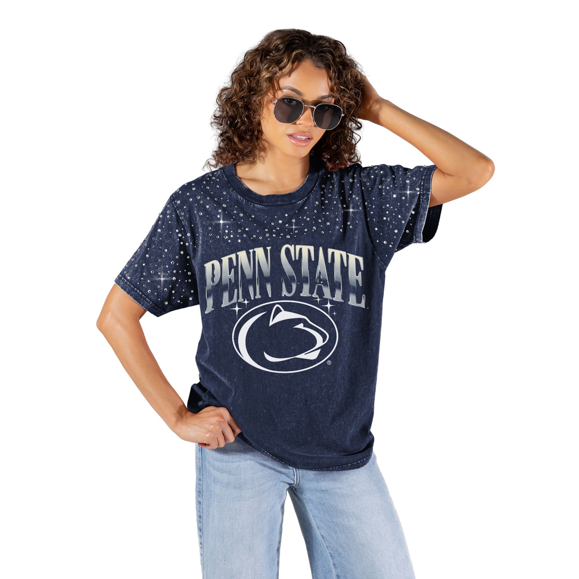 Gameday Couture Women's Penn State Nittany Lions Navy Sky's the Limit Rhinestone T-Shirt