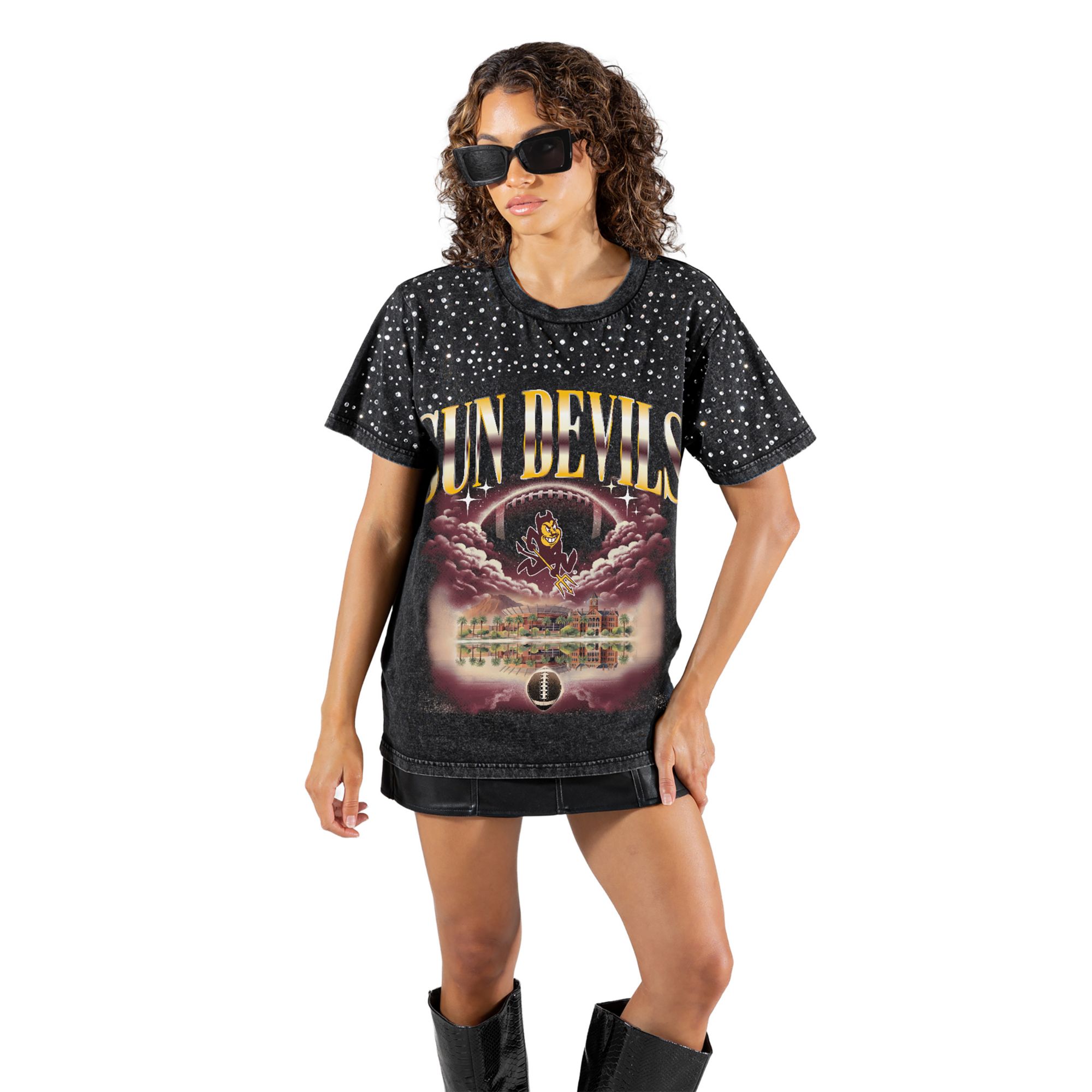 Gameday Couture Women's Arizona State Sun Devils Black Sky's the Limit Rhinestone T-Shirt