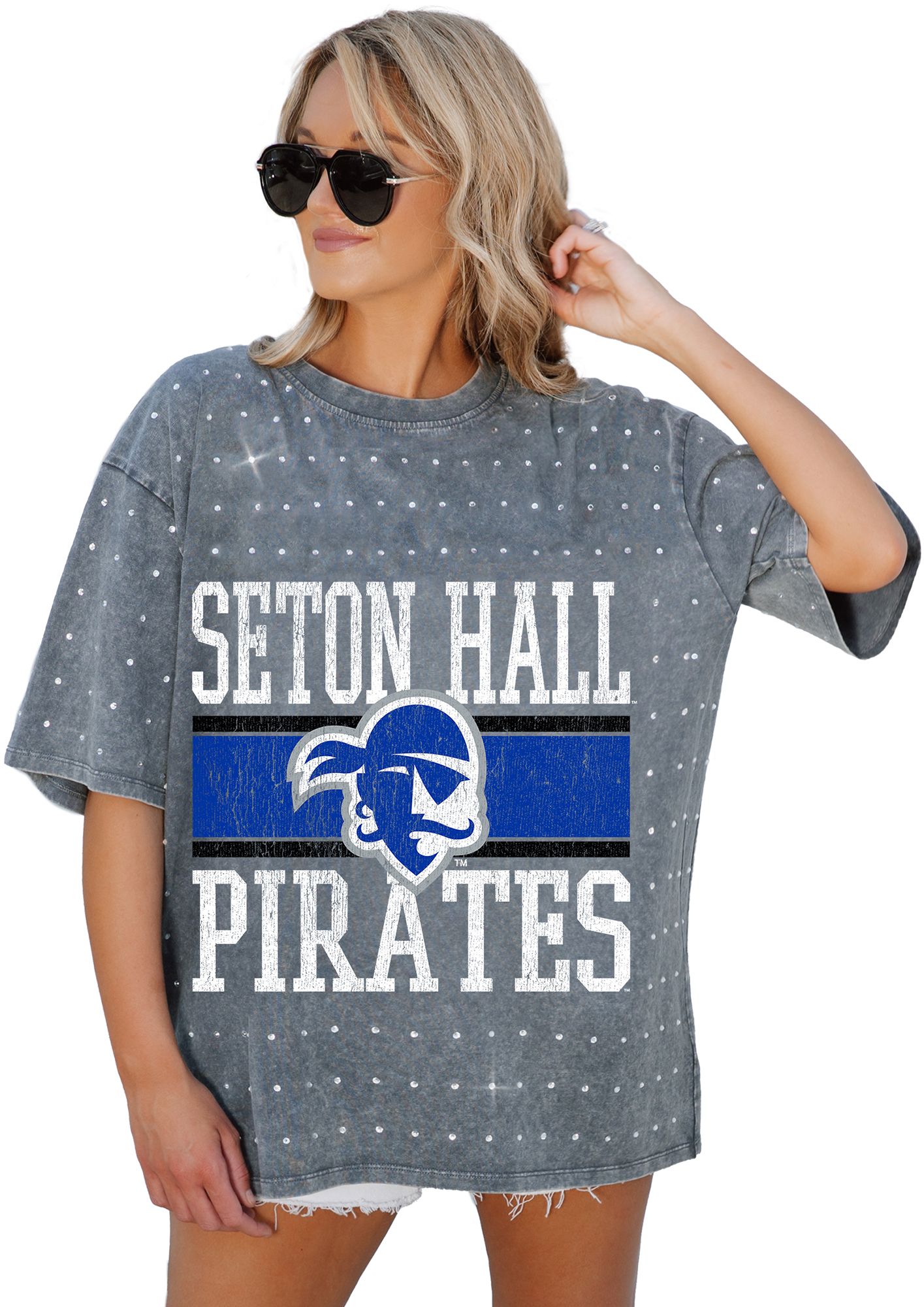 Gameday Couture Women's Seton Hall Seton Hall Pirates Grey Rhinestone T-Shirt