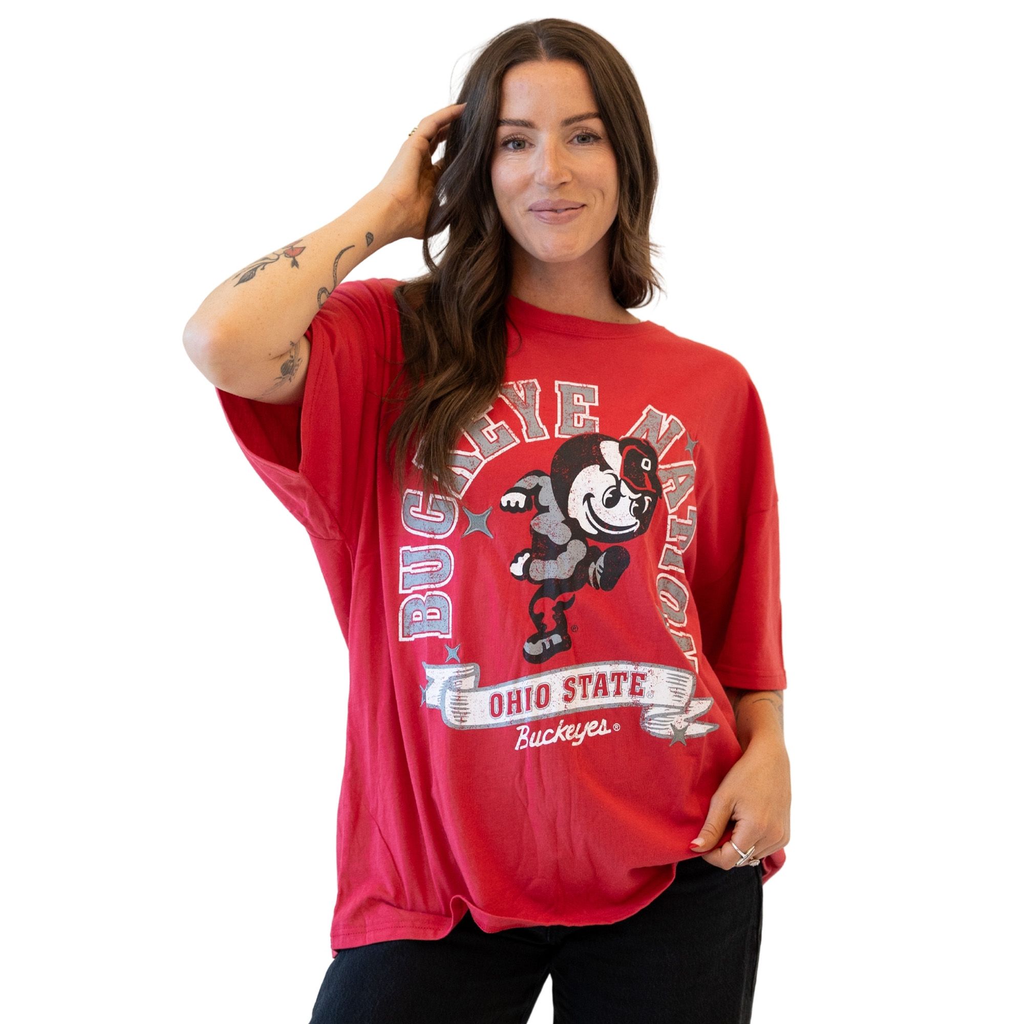 Gameday Social Women's Ohio State Buckeyes Red Roundabout T-Shirt