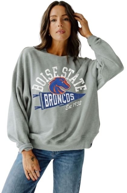 Gameday Social Women's Boise State Broncos Heather Grey Starlite Crewneck Sweatshirt