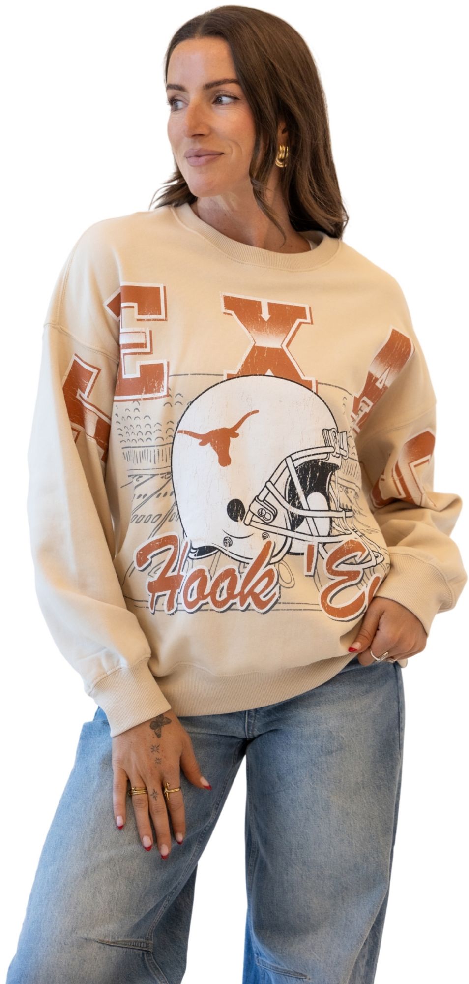 Gameday Social Women's Texas Longhorns Oatmeal Homefield Crewneck Sweatshirt