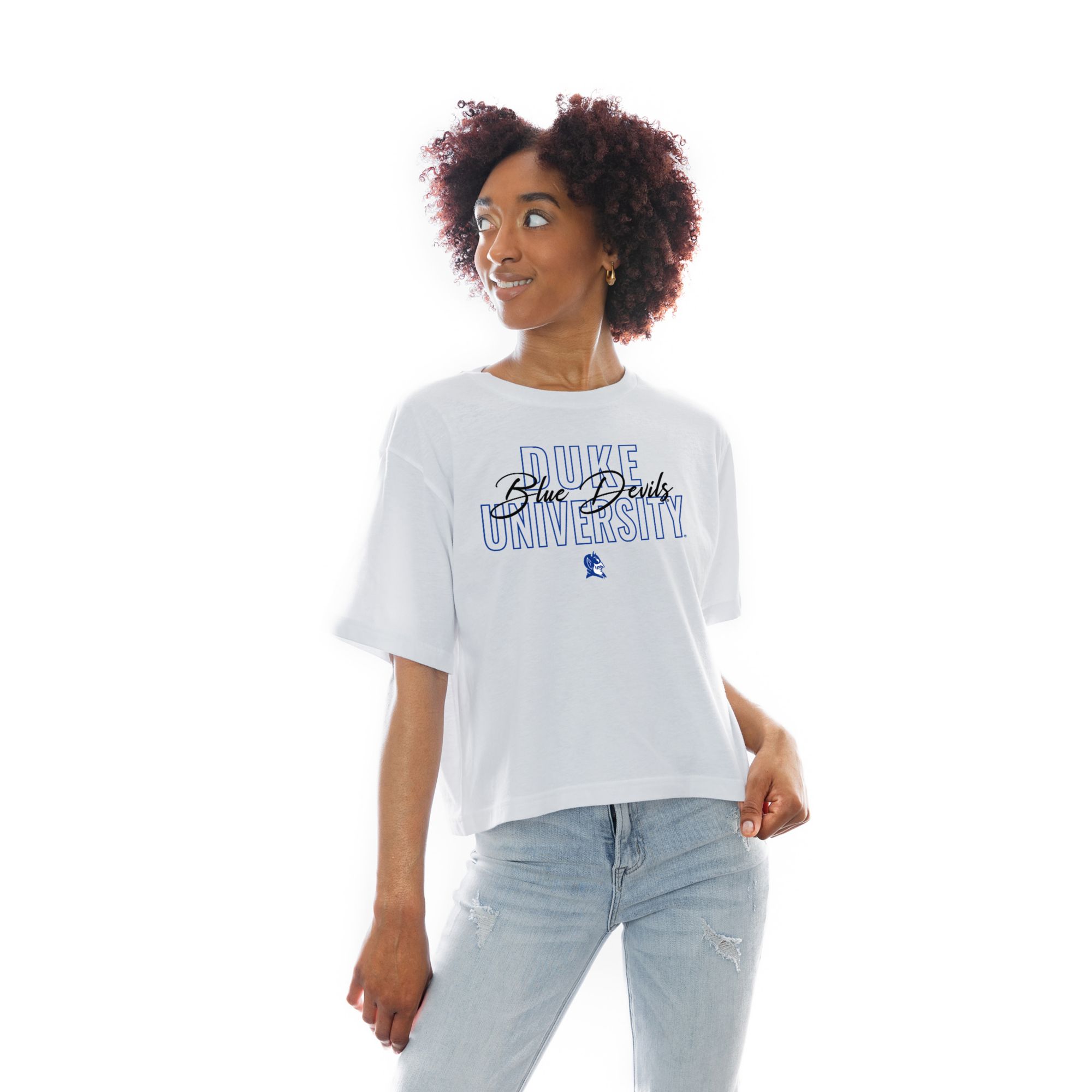 Gameday Couture Women's Duke Blue Devils White Cropped T-Shirt