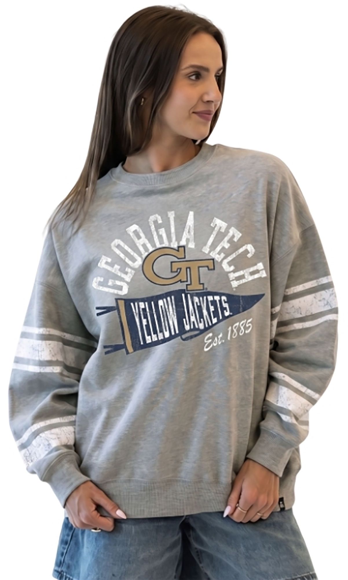 Gameday Social Women's Georgia Tech Yellow Jackets Heather Gray Stillson Crewneck Sweatshirt