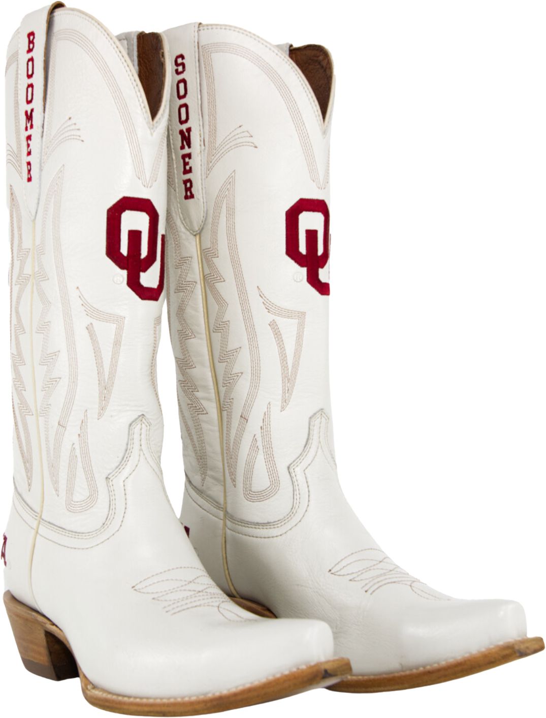Gameday Boots Women's Oklahoma Sooners Ivory Tall Leather 14"Western Boots