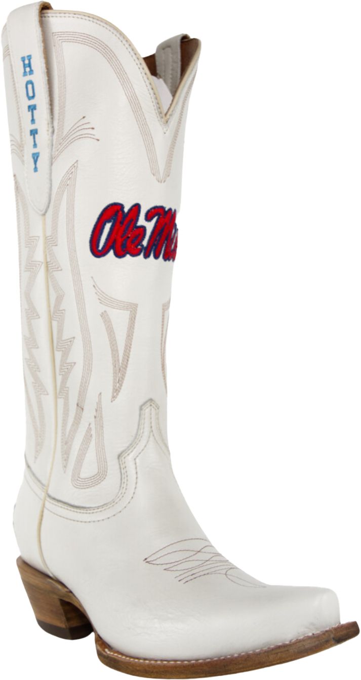 Gameday Boots Women's Ole Miss Rebels Ivory Tall Leather 14"Western Boots