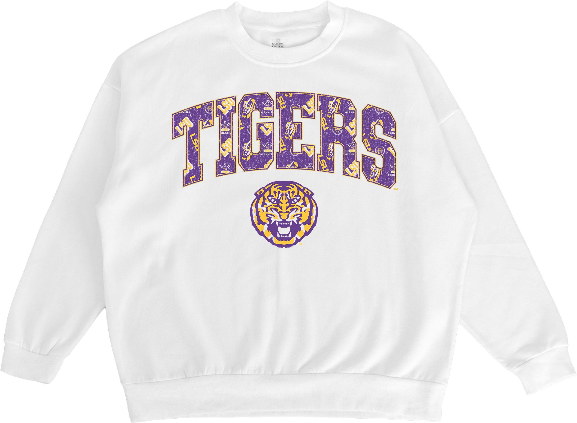 Gameday Couture Women's LSU Tigers White Fleece Drop Shoulder Crewneck Sweatshirt