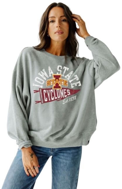 Gameday Social Women's Iowa State Cyclones Heather Grey Starlite Crewneck Sweatshirt