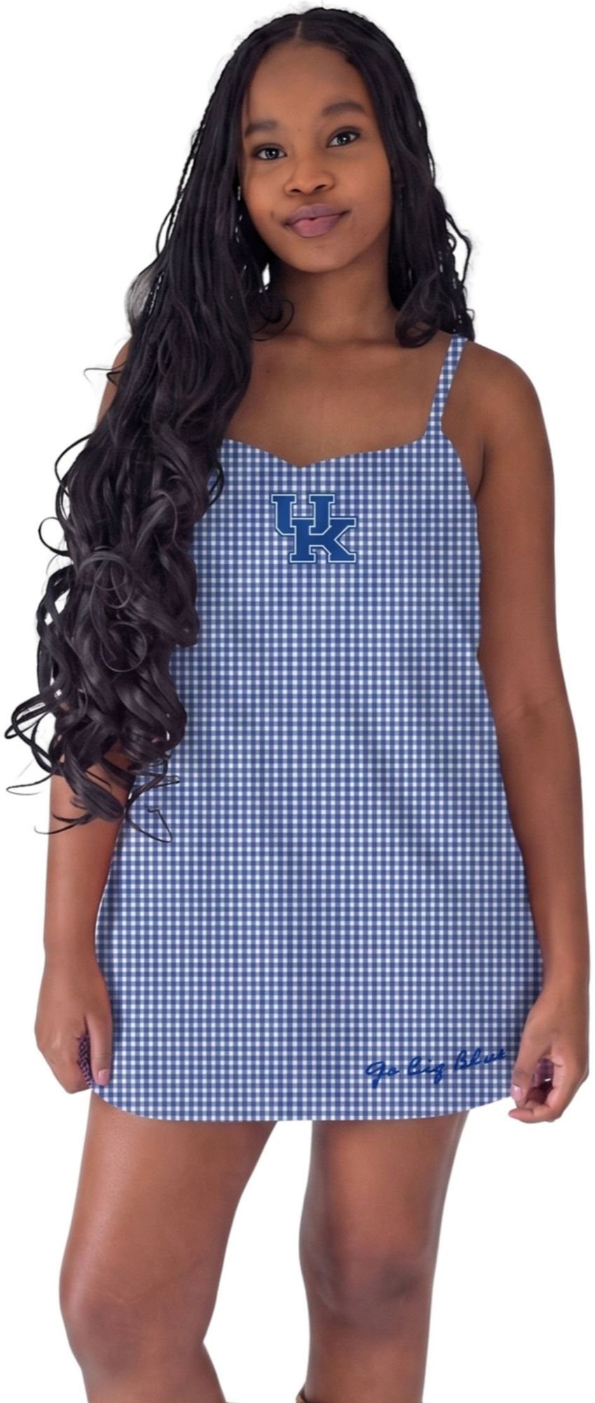 Game Day Social Women's Kentucky Wildcats Royal and White Gingham Romper