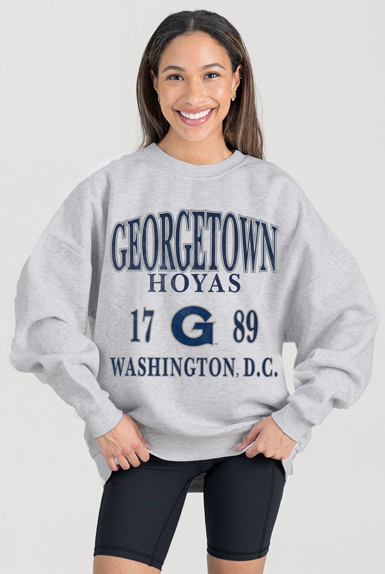 Gameday Couture Women's Georgetown Hoyas Ash Premium Fleece Drop Shoulder Sweatshirt