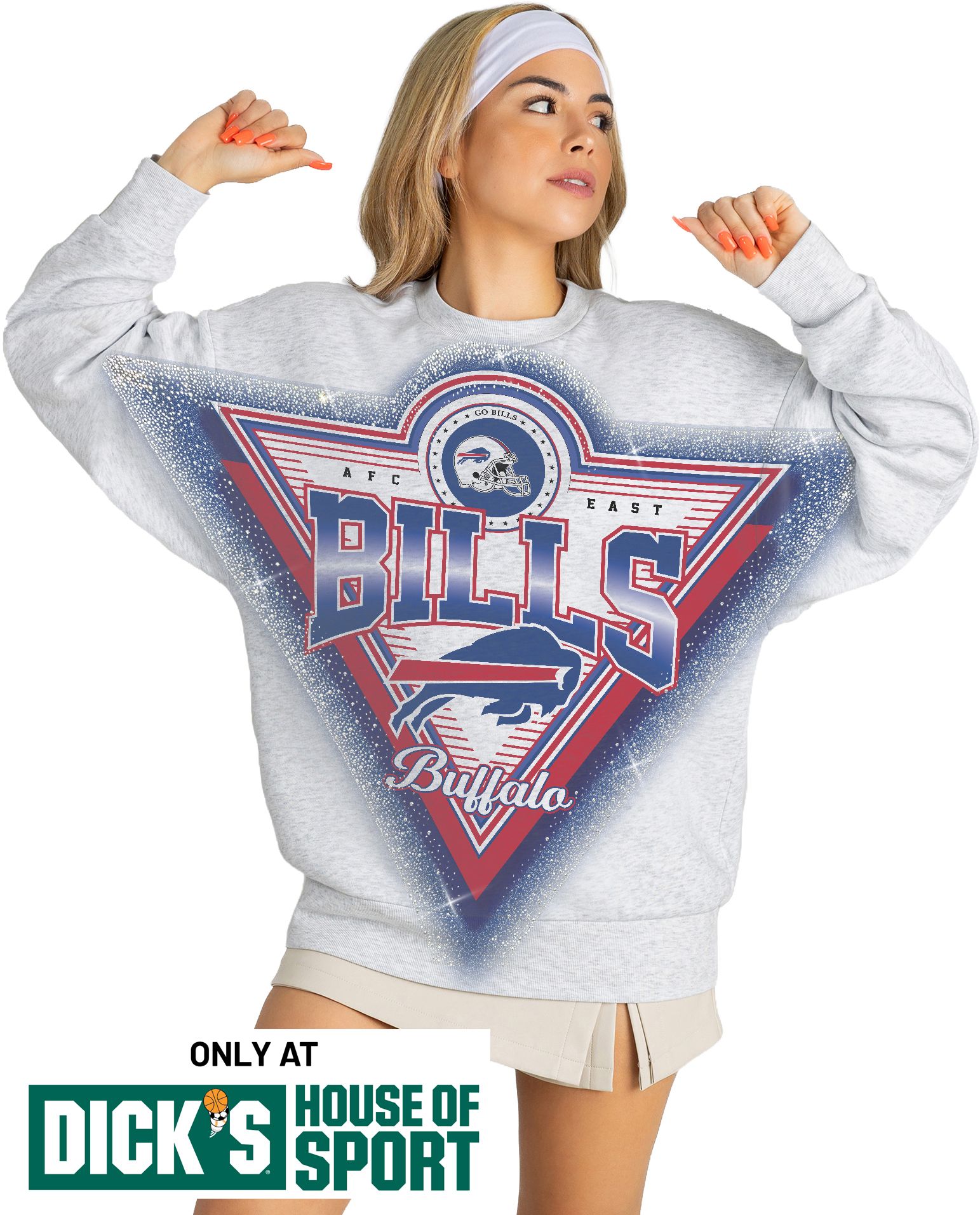 Gameday Couture Women's Buffalo Bills Grey Victory Rhinestone Crewneck Sweatshirt