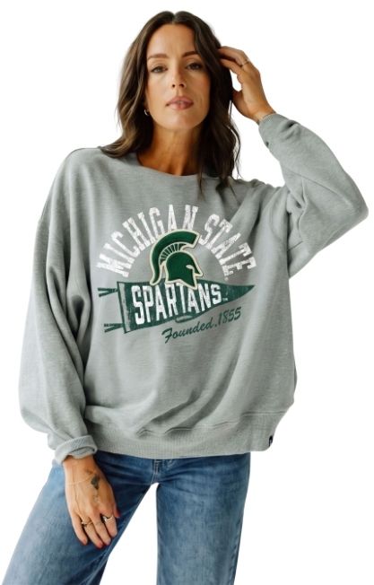 Gameday Social Women's Michigan State Spartans Heather Grey Starlite Crewneck Sweatshirt