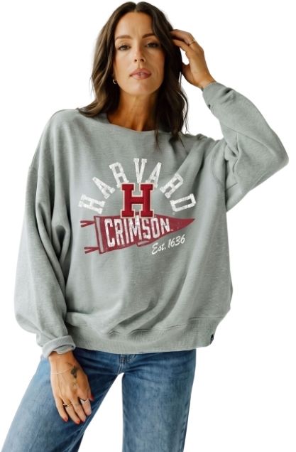 Gameday Social Women's Harvard Crimson Heather Grey Starlite Crewneck Sweatshirt