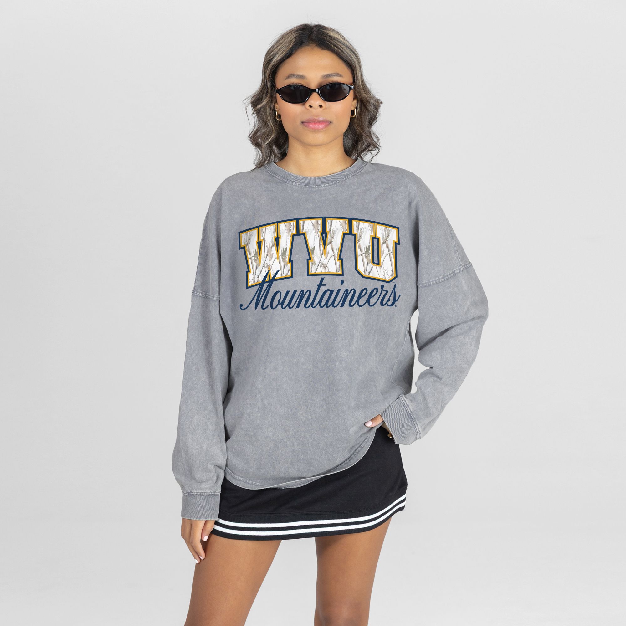 Gameday Couture Women's West Virginia Mountaineers Grey Camo Fill Long Sleeve Shirt