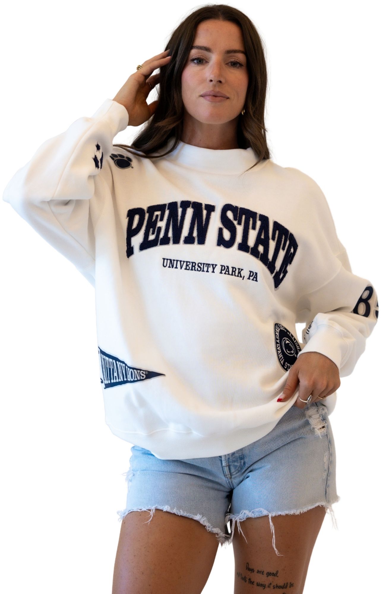 Game Day Social Women's Penn State Nittany Lions White All Over Print Crewneck Sweatshirt