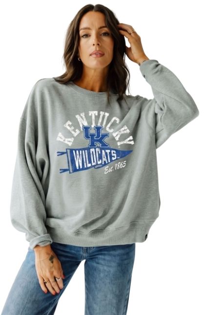Gameday Social Women's Kentucky Wildcats Heather Gray Stillson Crewneck Sweatshirt
