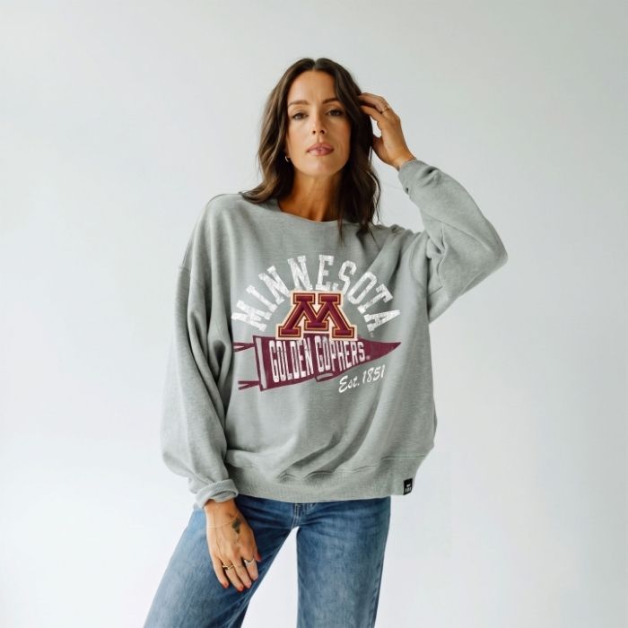 Gameday Social Women's Minnesota Golden Gophers Heather Gray Stillson Crewneck Sweatshirt