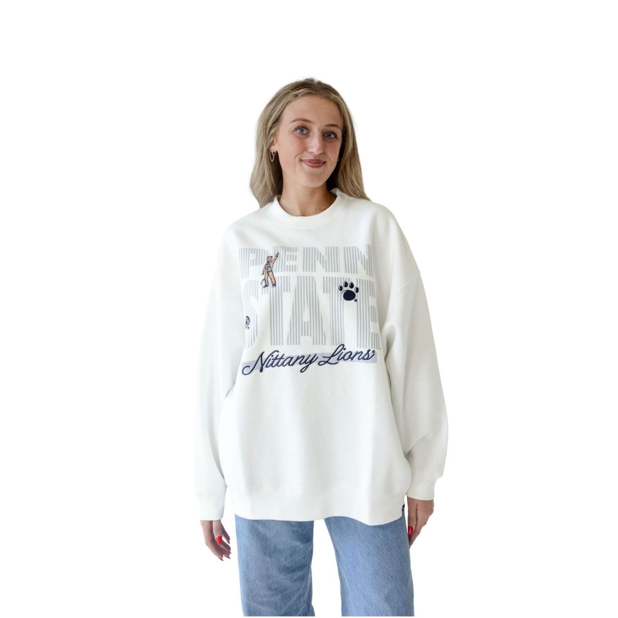 Gameday Social Women's Penn State Nittany Lions White Crewneck Sweatshirt