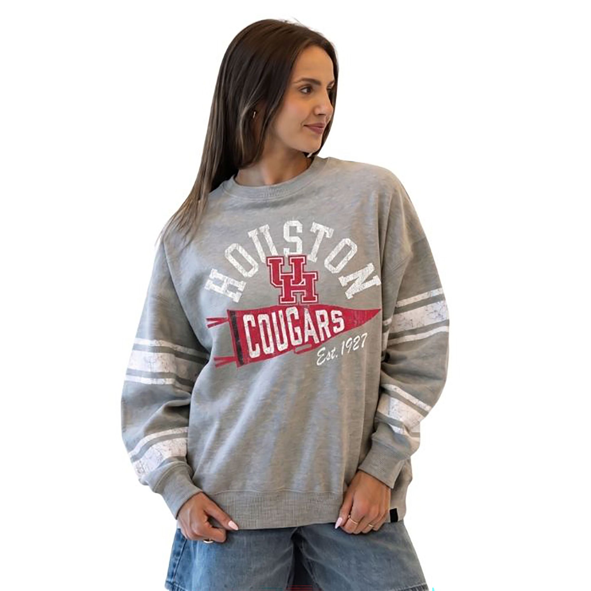 Gameday Social Women's Houston Cougars Heather Gray Stillson Crewneck Sweatshirt