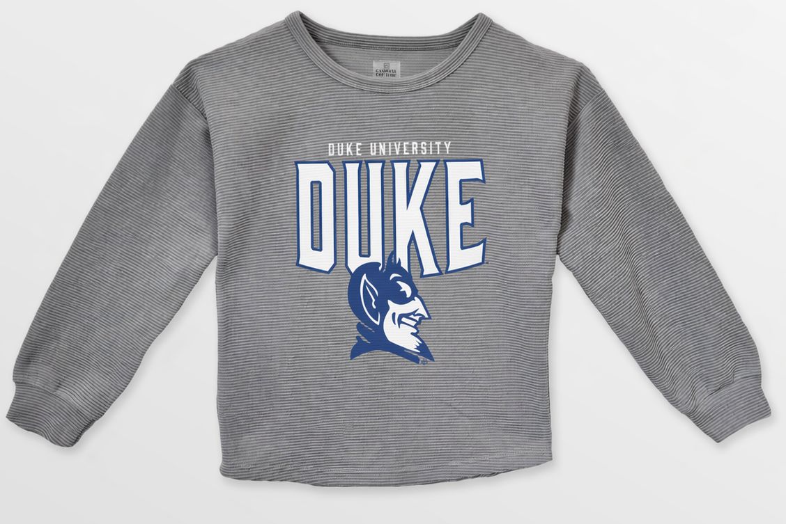Gameday Couture Youth Duke Blue Devils Grey Corded Pullover Crewneck