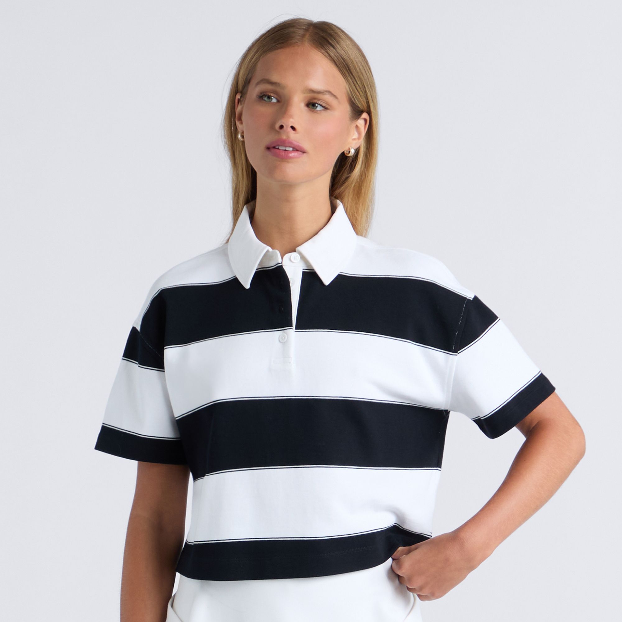 G/FORE Women's Striped It Boxy Rugby Golf Polo