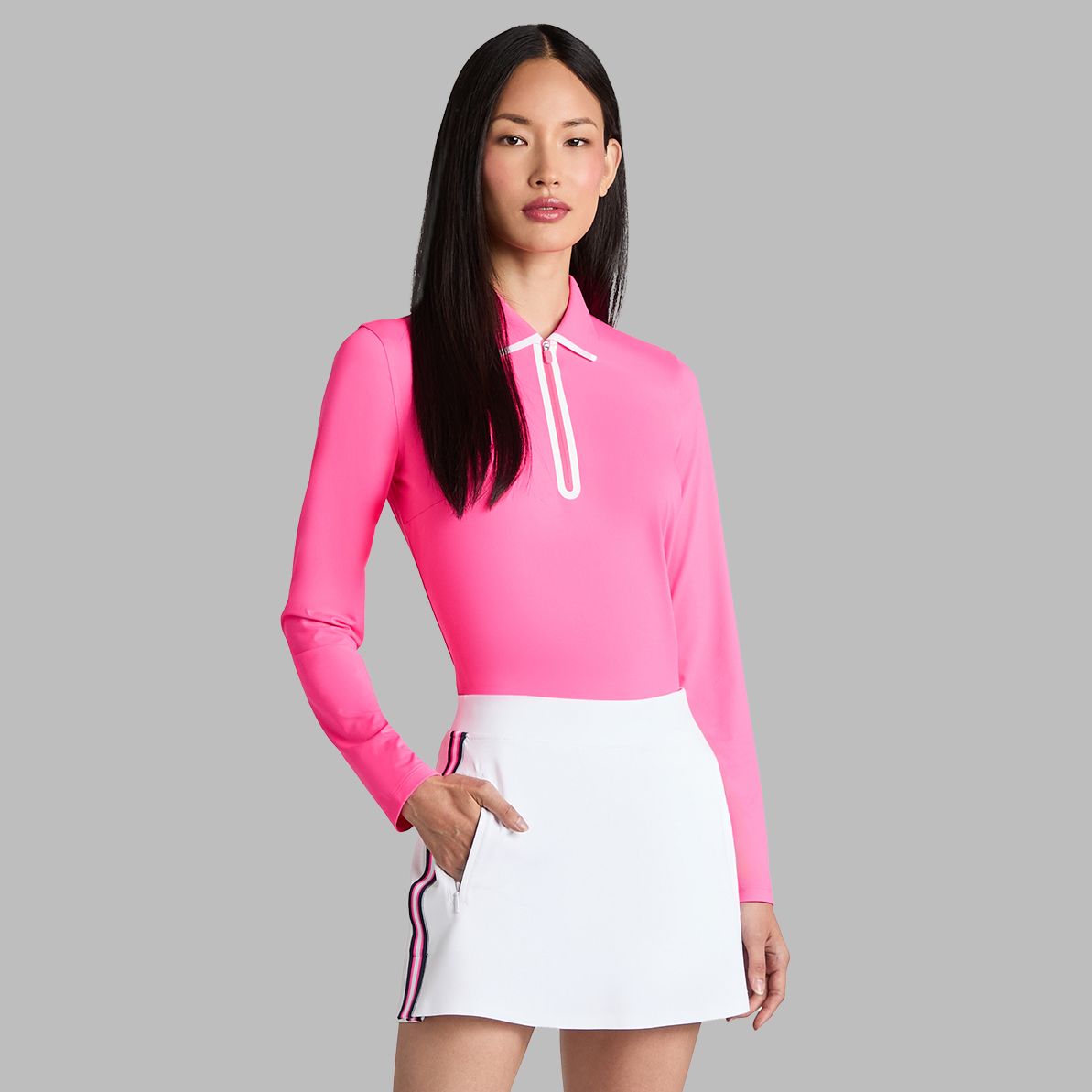 G/FORE Women's Silky Tech Nylon Long Sleeve ¼ Zip Golf Polo