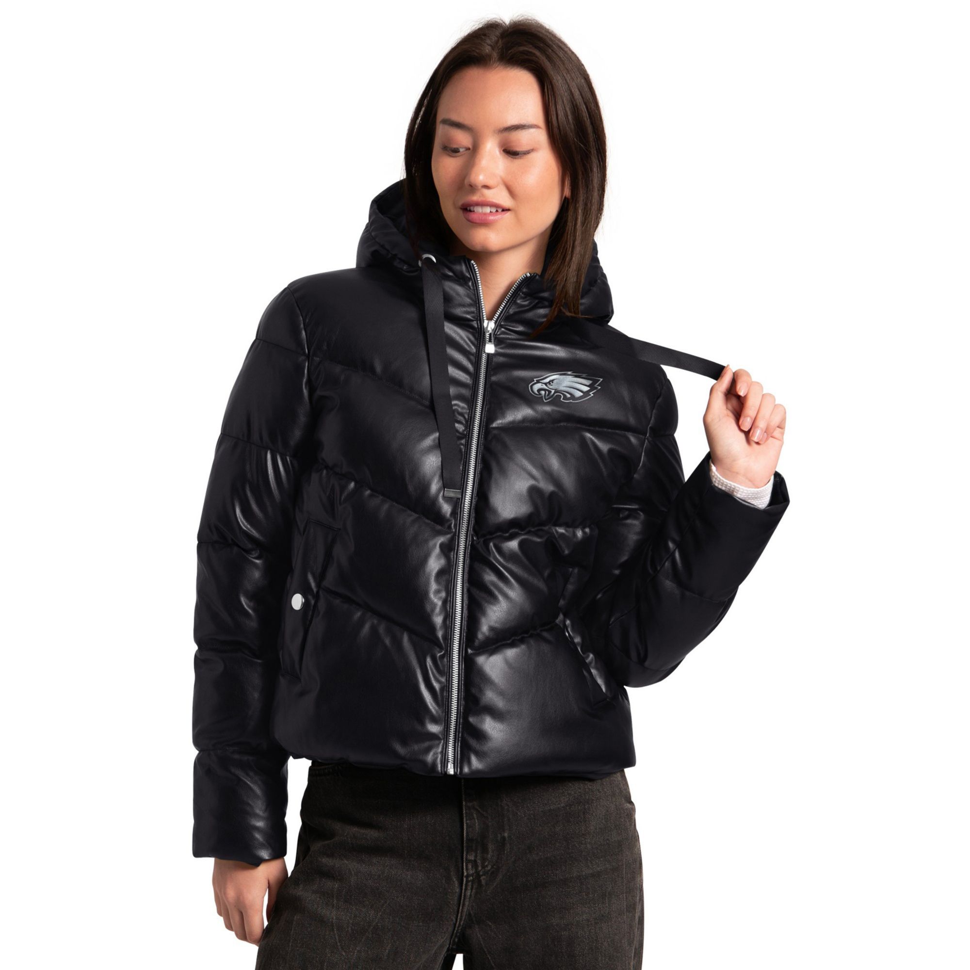 G-III Women's Philadelphia Eagles Crew Leather Puffer Jacket