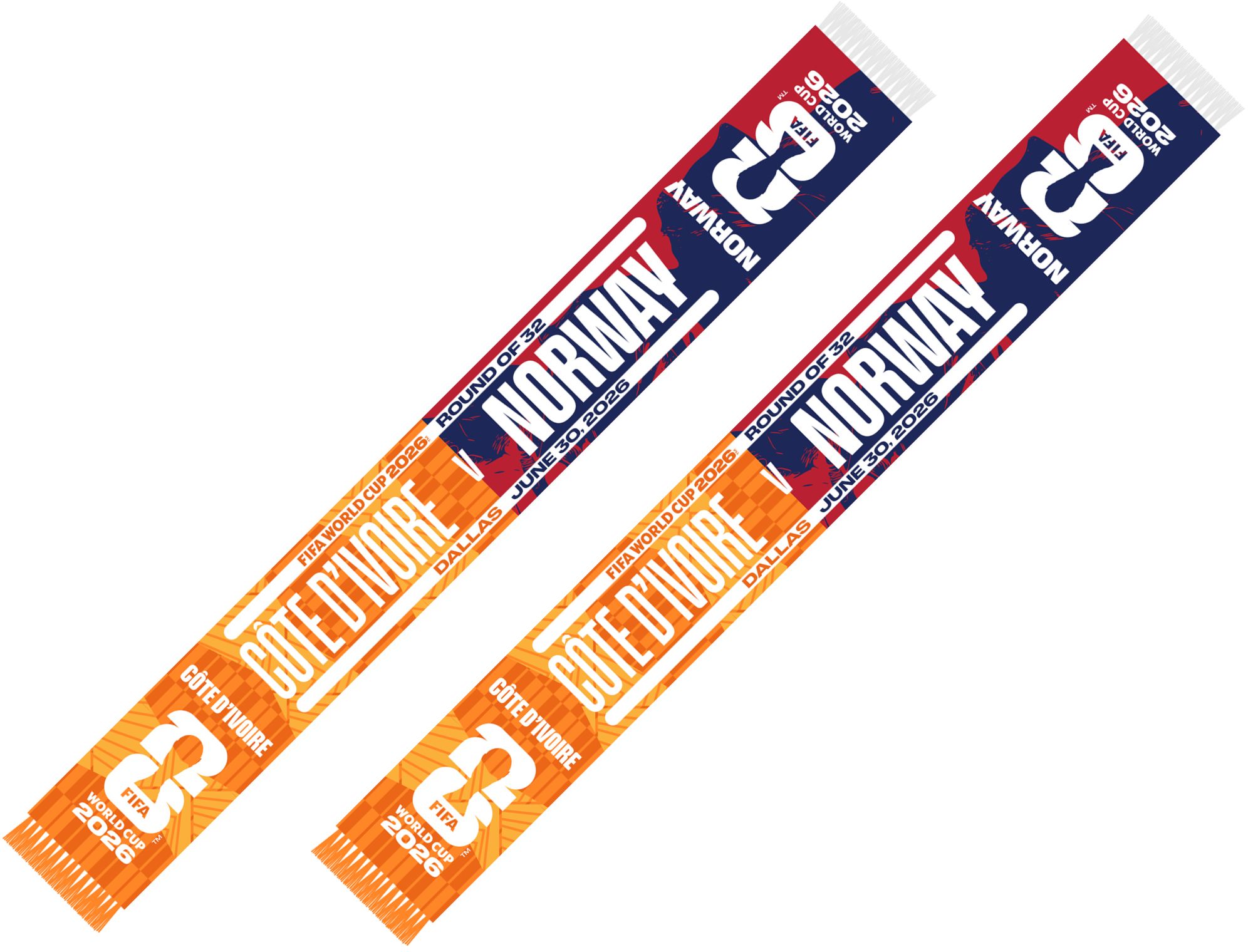 Global Scarves Ivory Coast VS Norway 2026 FIFA World Cup Matchup Scarf