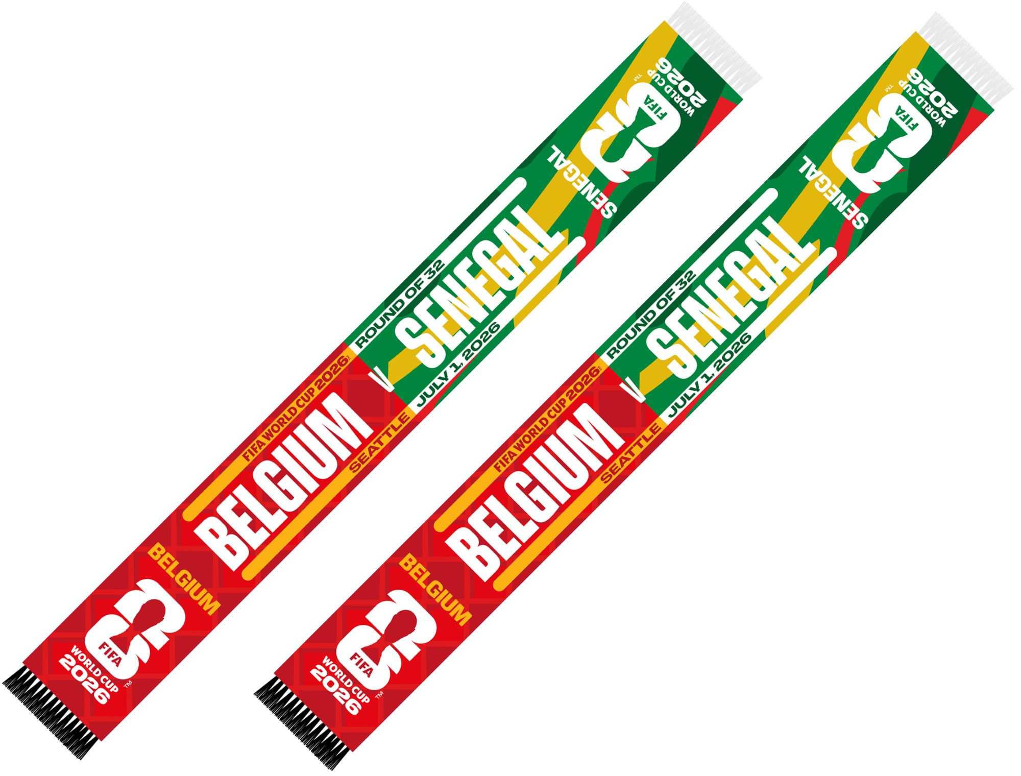 Global Scarves Belgium VS Senegal and Herzegovina 2026 FIFA World Cup Matchup Scarf