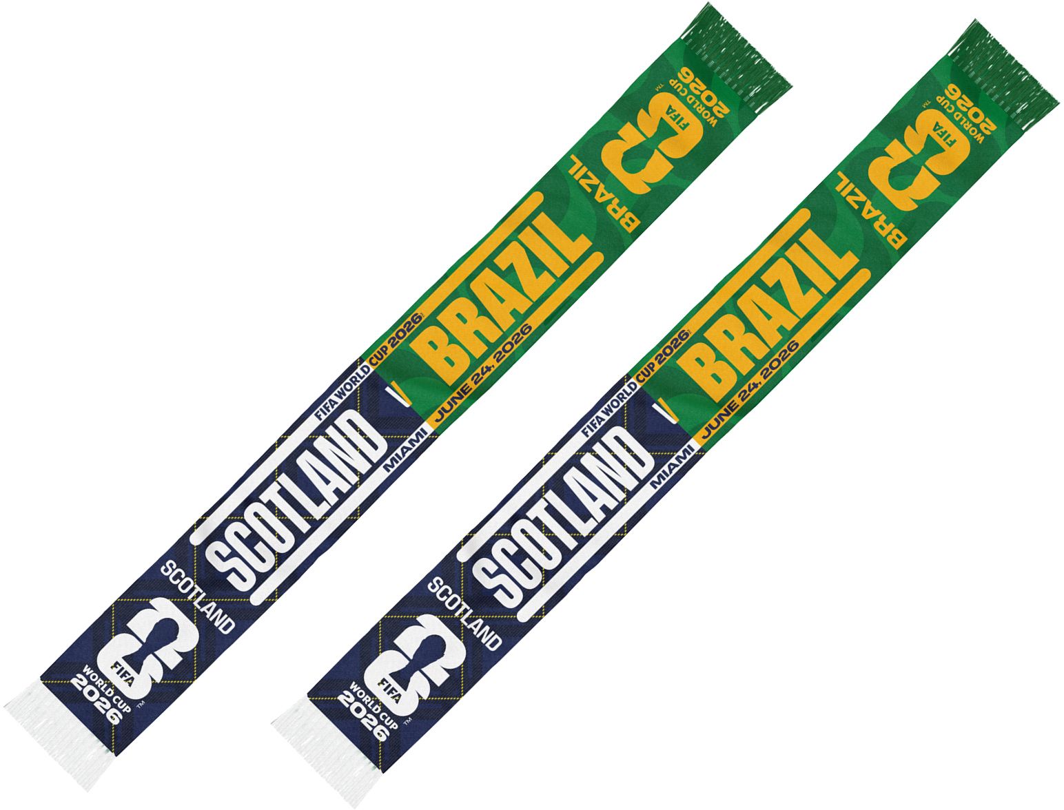 Global Scarves Brazil vs Scotland 2026 World Cup Matchup Scarf