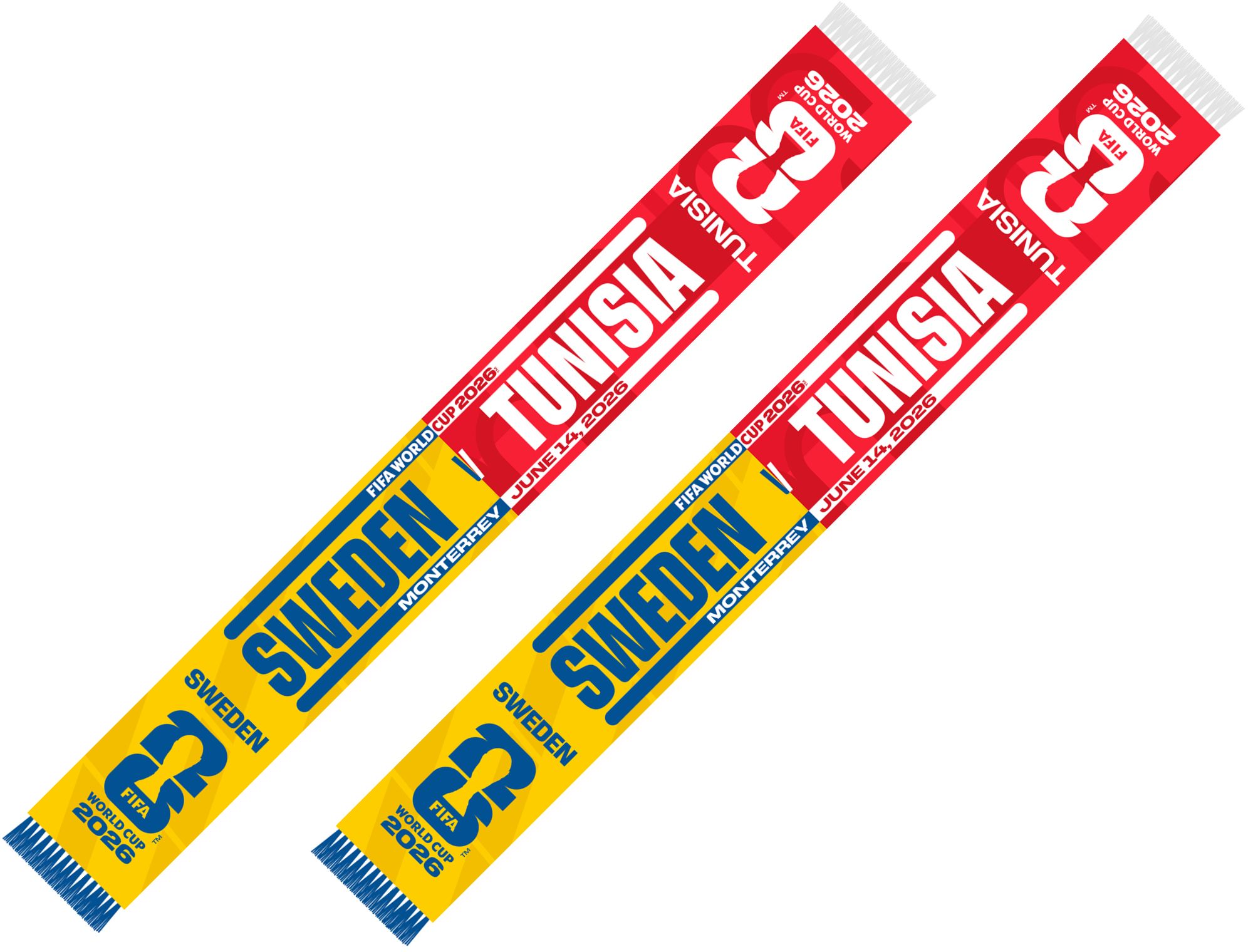 Global Scarves Sweden VS Tunisia 2026 FIFA World Cup Matchup Scarf