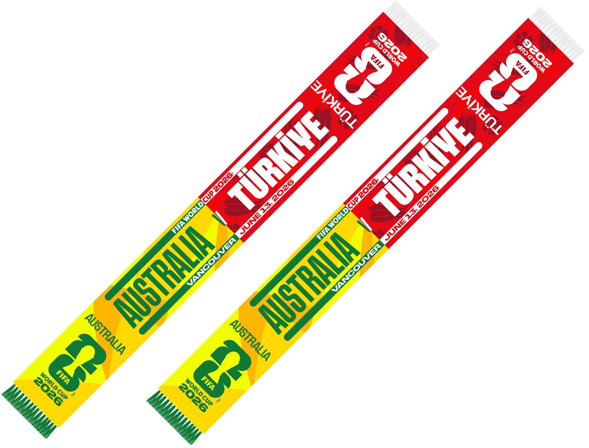 Global Scarves Australia VS Türkiye 2026 FIFA World Cup Matchup Scarf