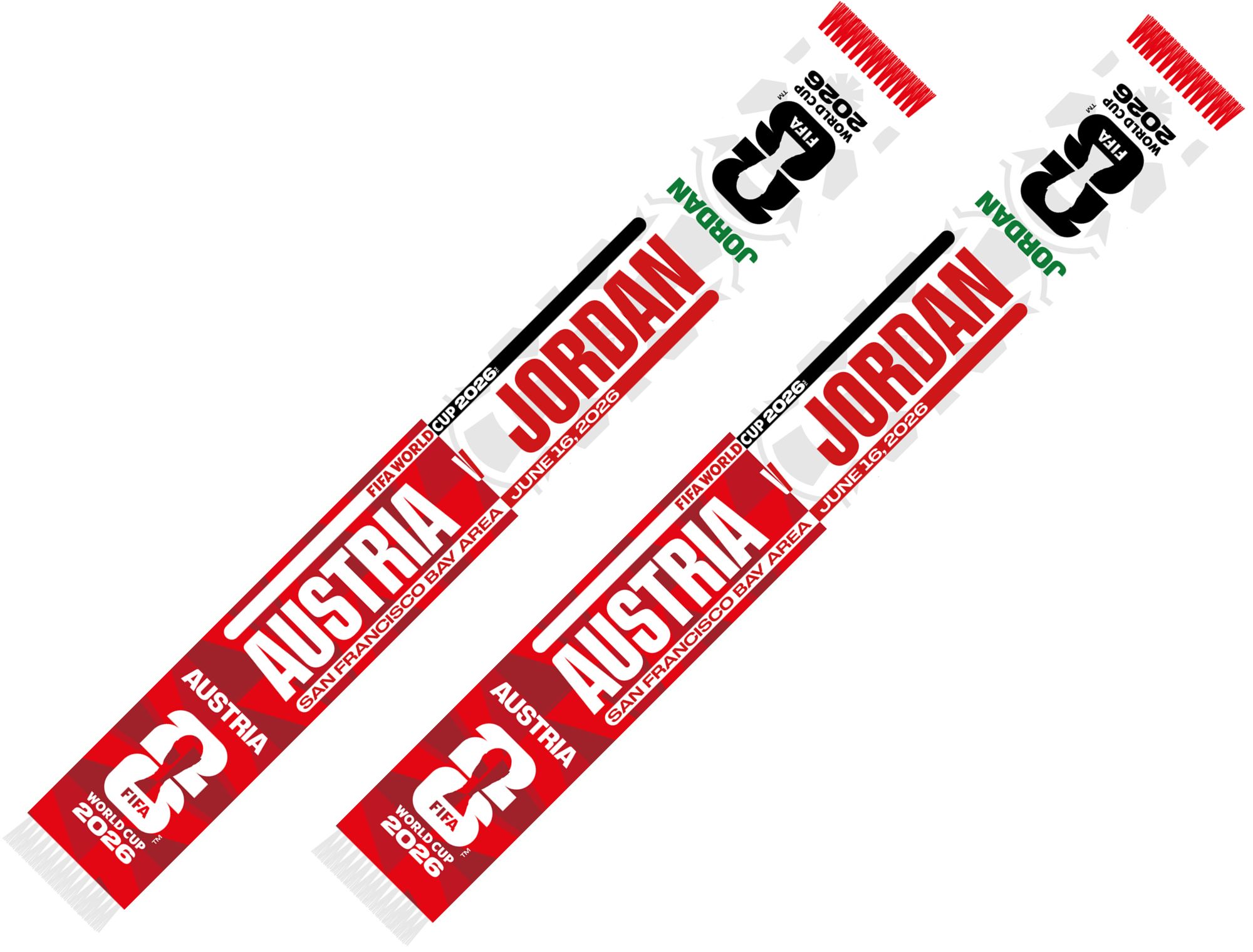 Global Scarves Austria VS Jordan 2026 FIFA World Cup Matchup Scarf