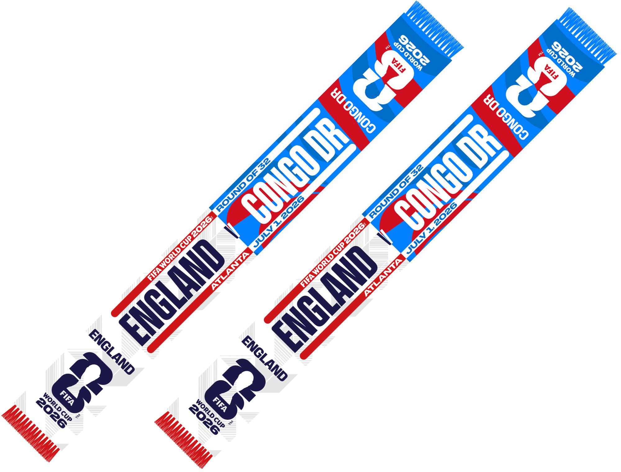 Global Scarves England VS DR Congo 2026 FIFA World Cup Matchup Scarf
