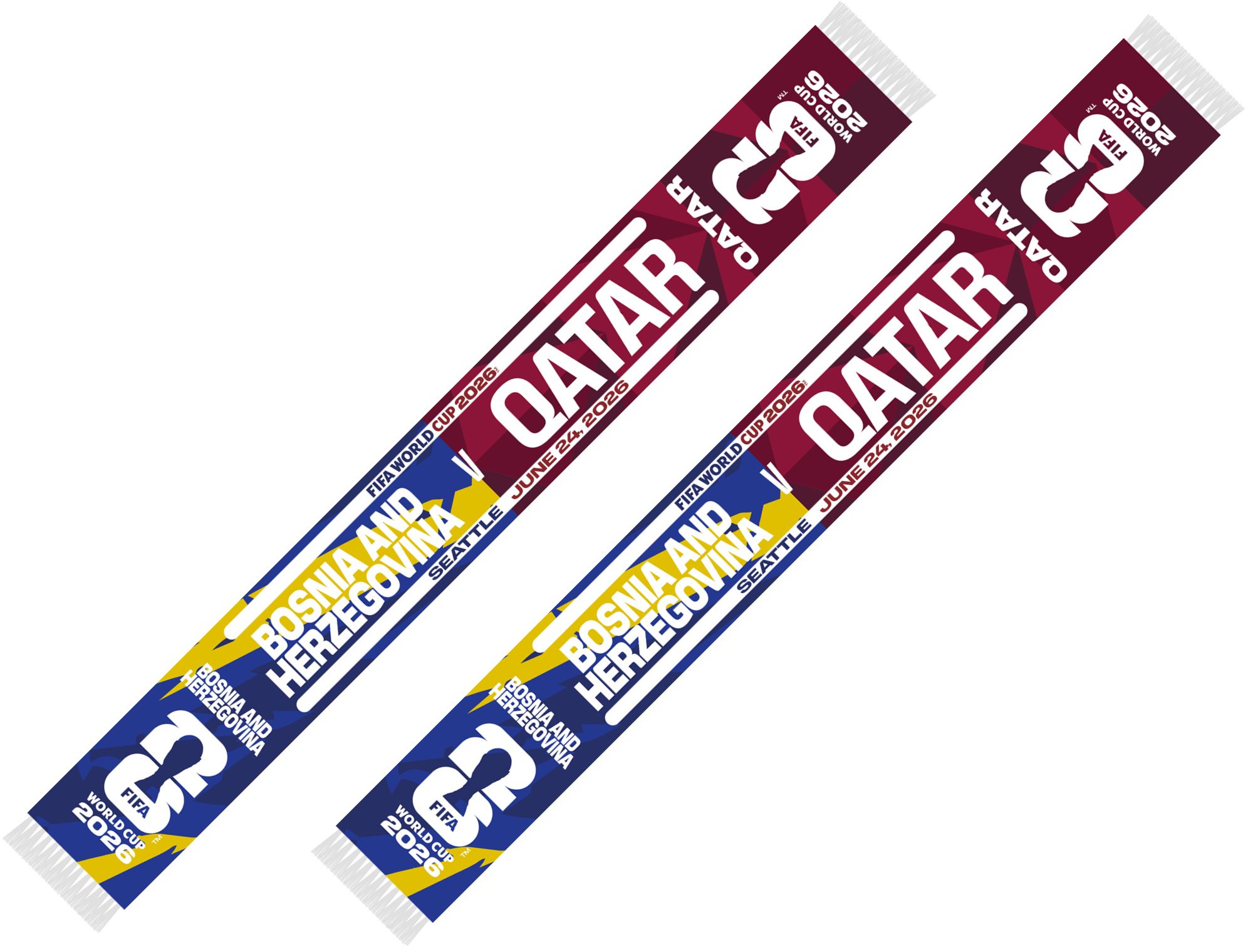 Global Scarves Bosnia And Herzegovina VS Qatar 2026 FIFA World Cup Matchup Scarf