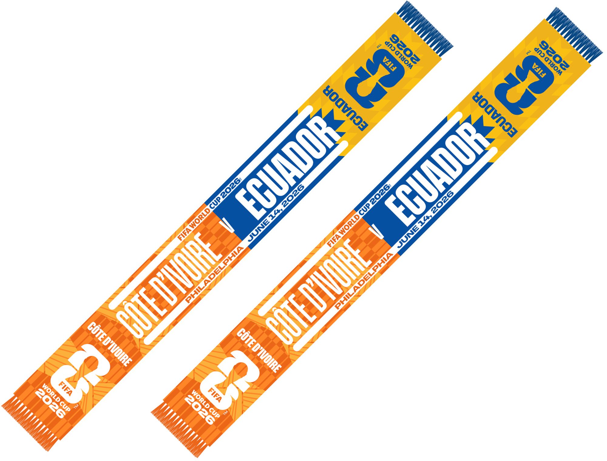 Global Scarves Côte D'Ivoire VS Ecuador 2026 FIFA World Cup Matchup Scarf