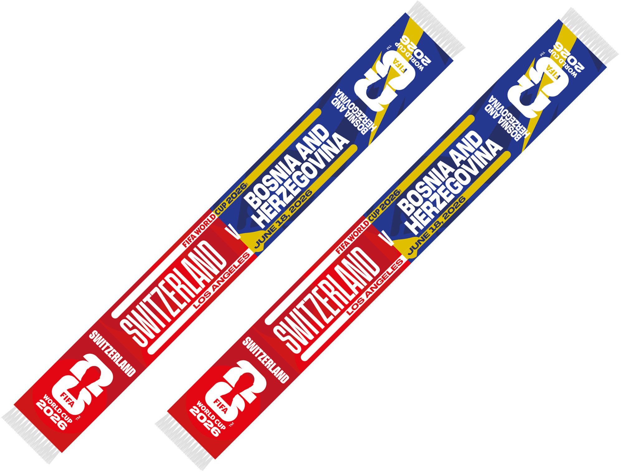 Global Scarves Switzerland VS Bosnia And Herzegovina 2026 FIFA World Cup Matchup Scarf