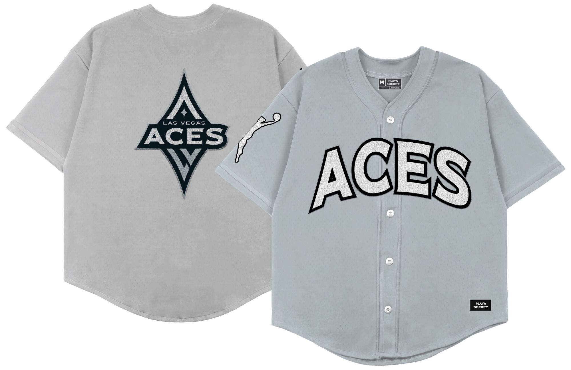PLAYA SOCIETY Men's Las Vegas Aces Grey Wordmark Baseball Jersey