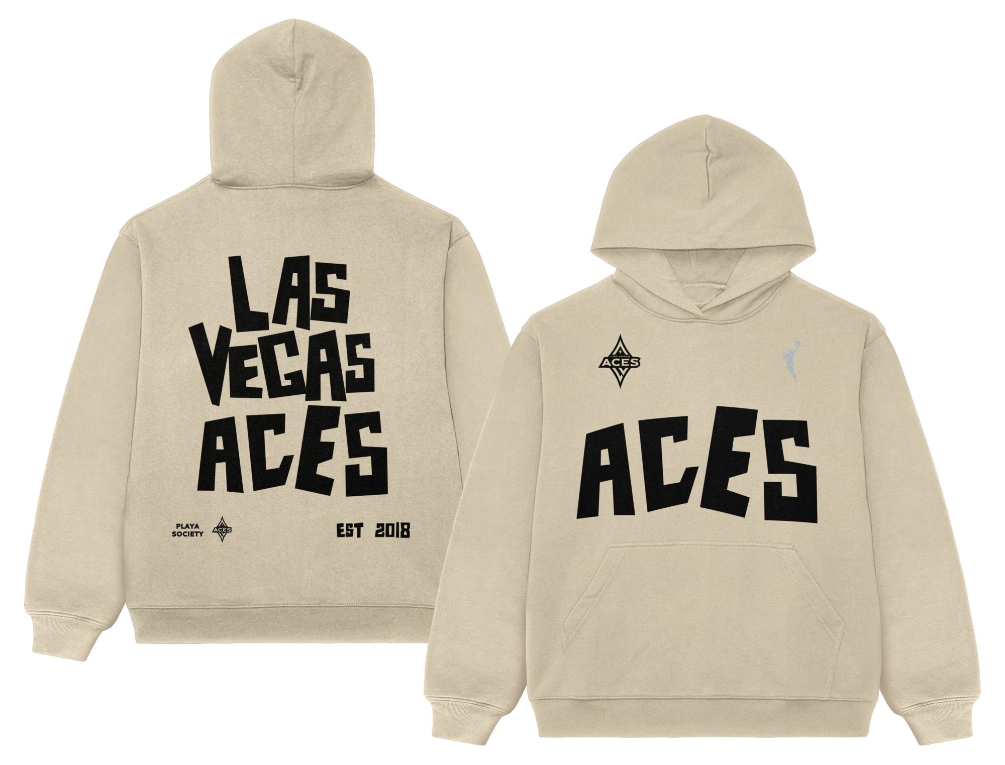 PLAYA SOCIETY Men's Las Vegas Aces Off White Established Date Wordmark Hoodie