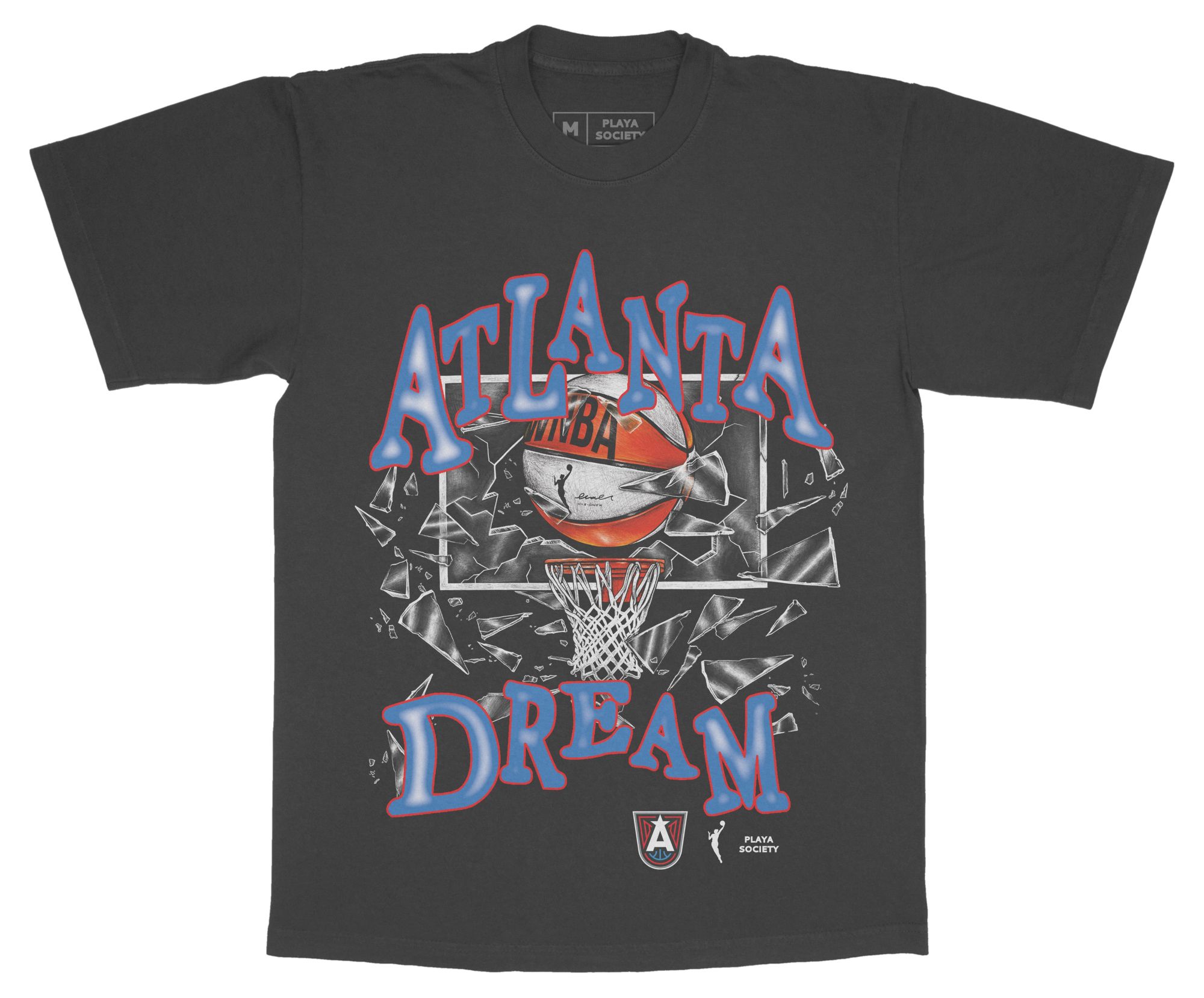 PLAYA SOCIETY Men's Atlanta Dream Black Shattered Glass Graphic T-Shirt