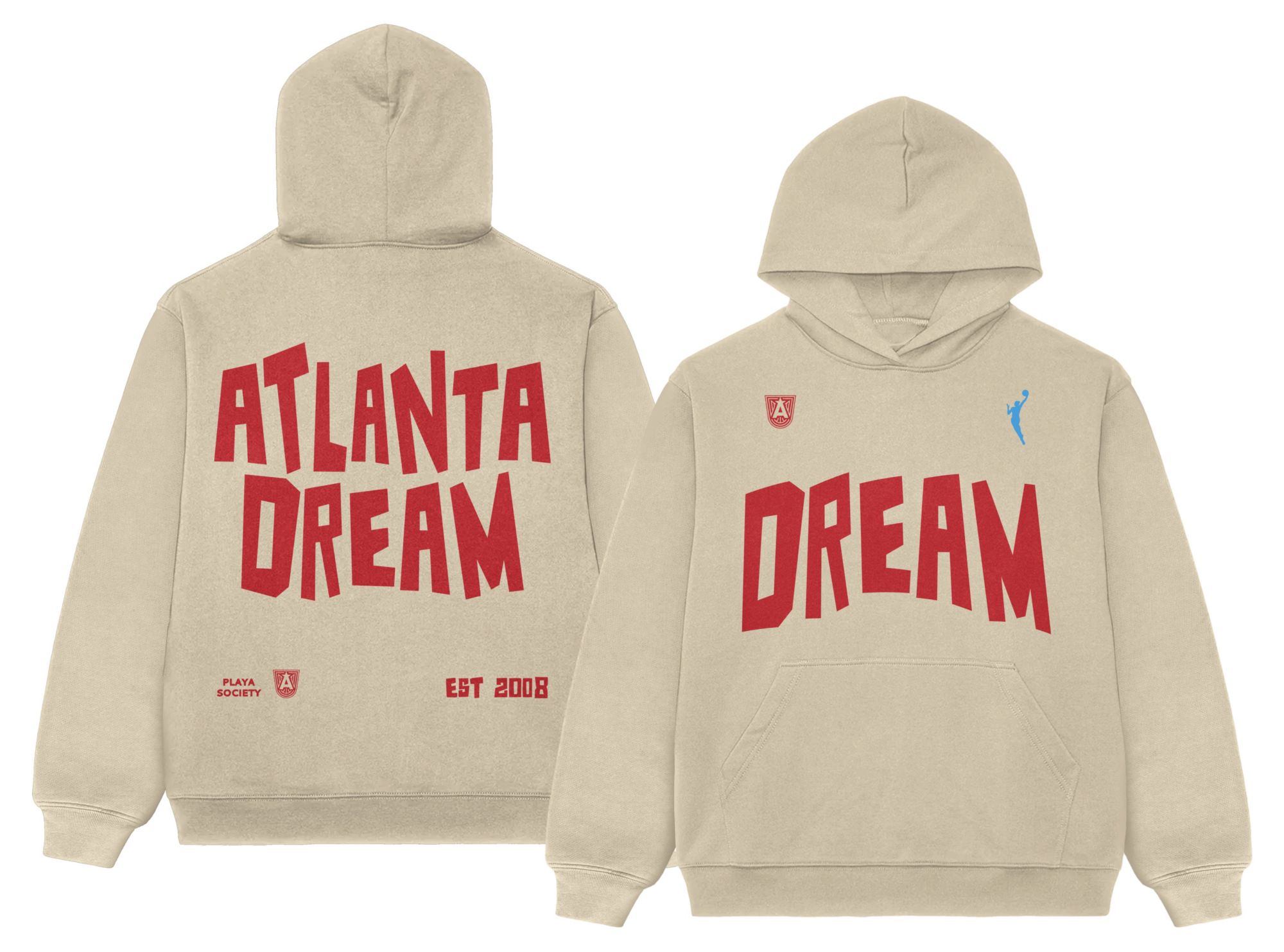 PLAYA SOCIETY Men's Atlanta Dream Off White Established Date Wordmark Hoodie