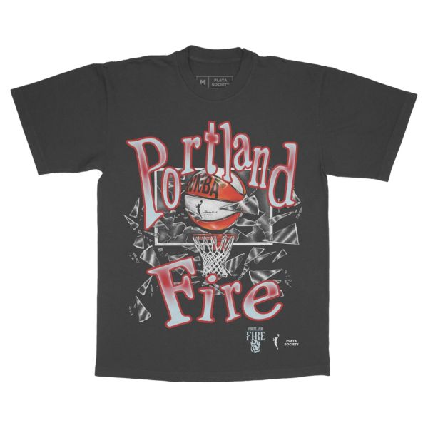 PLAYA SOCIETY Men's Portland Fire Black Shattered Glass Graphic T-Shirt