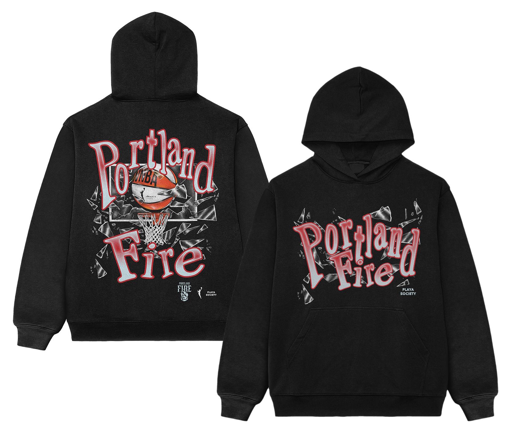 PLAYA SOCIETY Men's Portland Fire Black Shattered Glass Graphic Hoodie