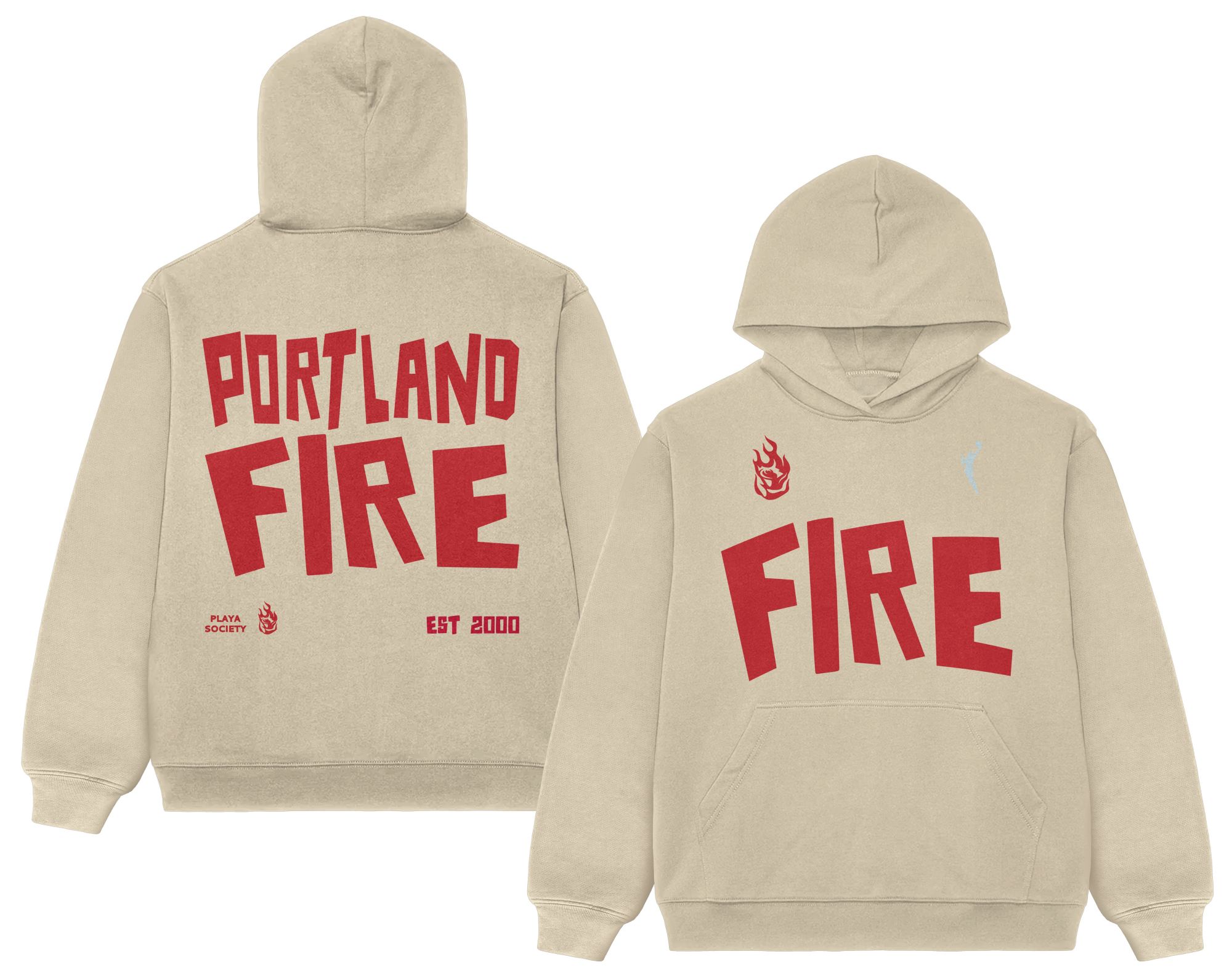 PLAYA SOCIETY Men's Portland Fire Off White Established Date Wordmark Hoodie