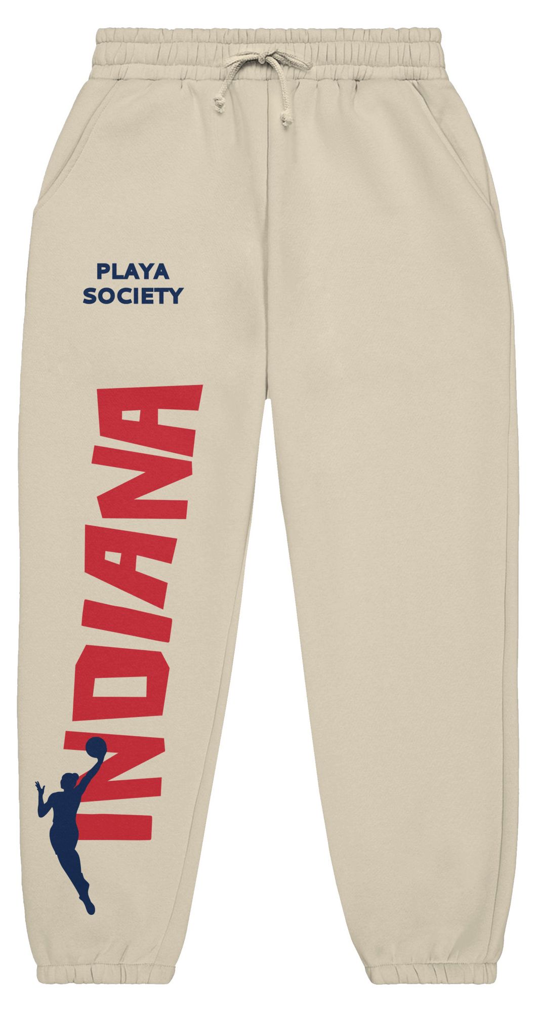 PLAYA SOCIETY Men's Indiana Fever Off White Established Dated Wordmark Sweatpants