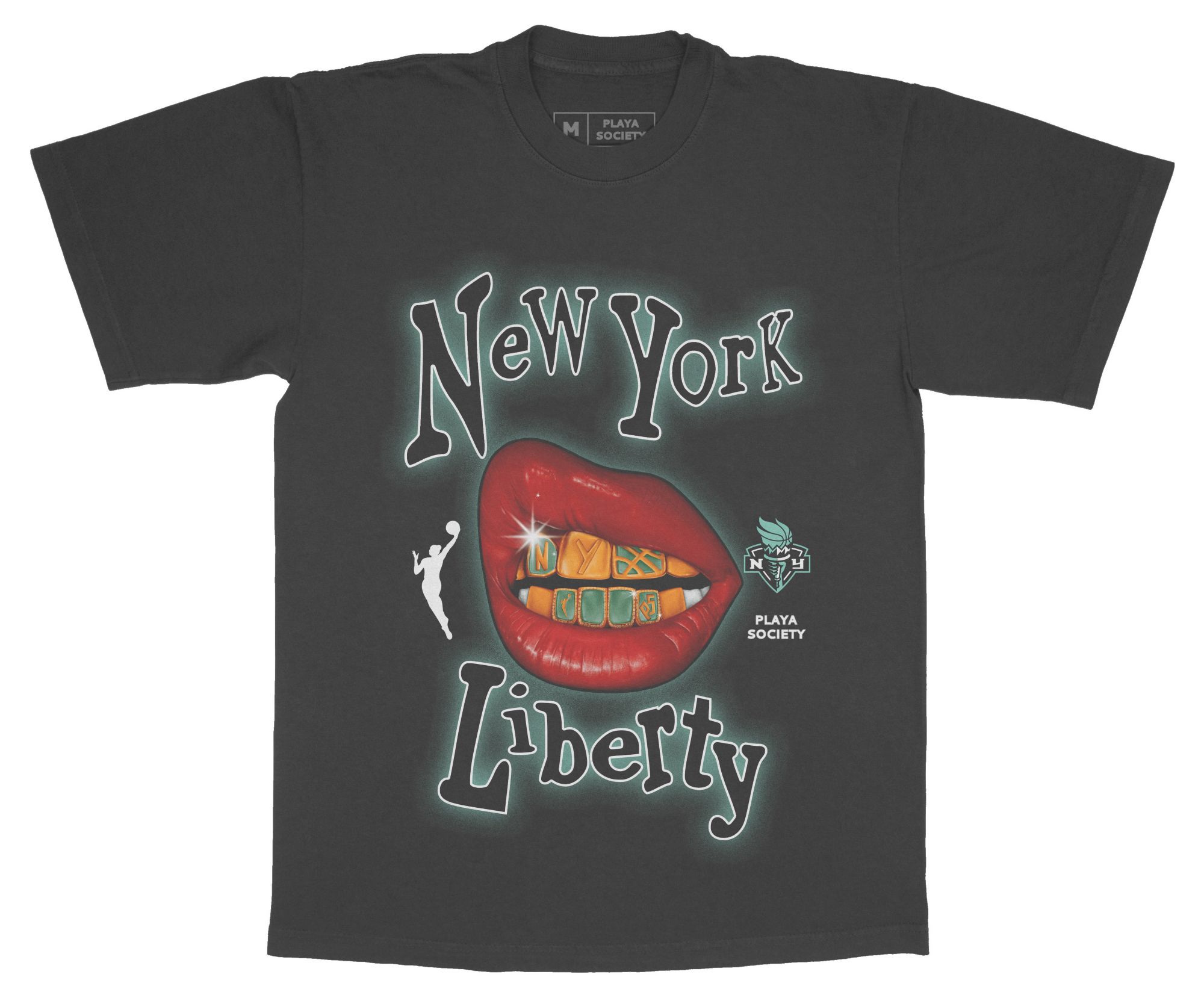 PLAYA SOCIETY Men's New York Liberty Black Original Sketch Graphic T-Shirt